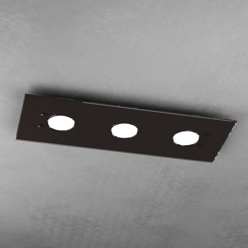 foto del prodotto top light plafoniera moderna rettangolare path vetro marrone 3 luci gx53