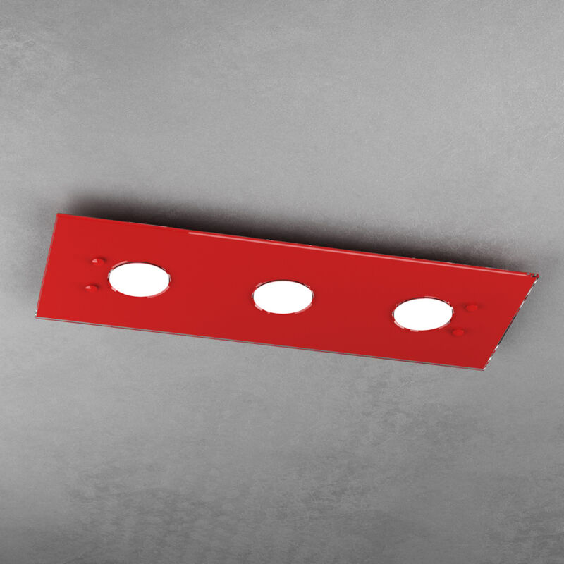 foto del prodotto top light plafoniera moderna rettangolare path vetro rosso 3 luci gx53