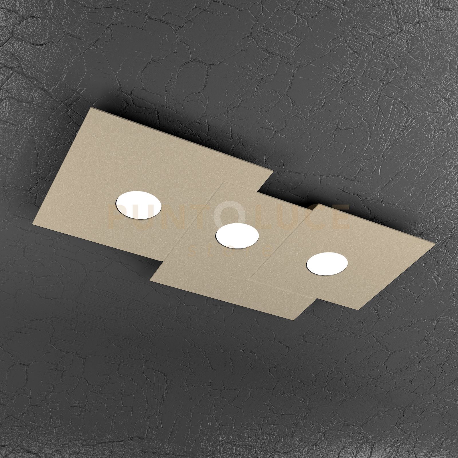 foto del prodotto top light plafoniera moderna rettangolare plate metallo sabbia 3 luci gx53