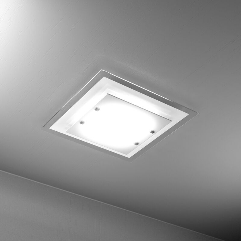 foto del prodotto top light plafoniera moderna tray metallo e vetro bianco 2 luci e27
