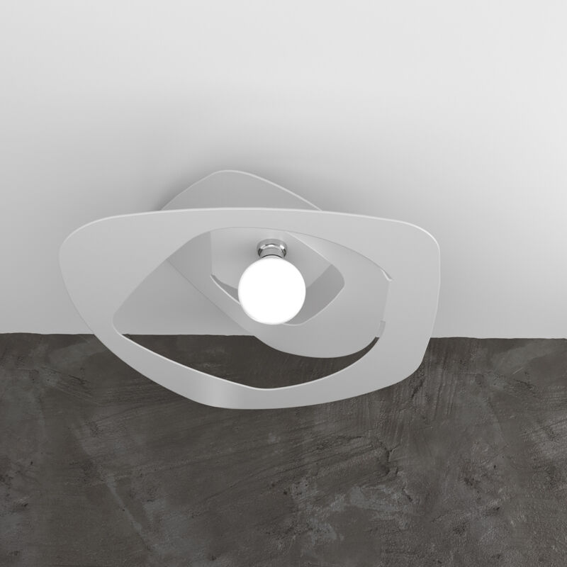 foto del prodotto top light plafoniera moderna warped metallo bianco 1 luce e27 d.65cm
