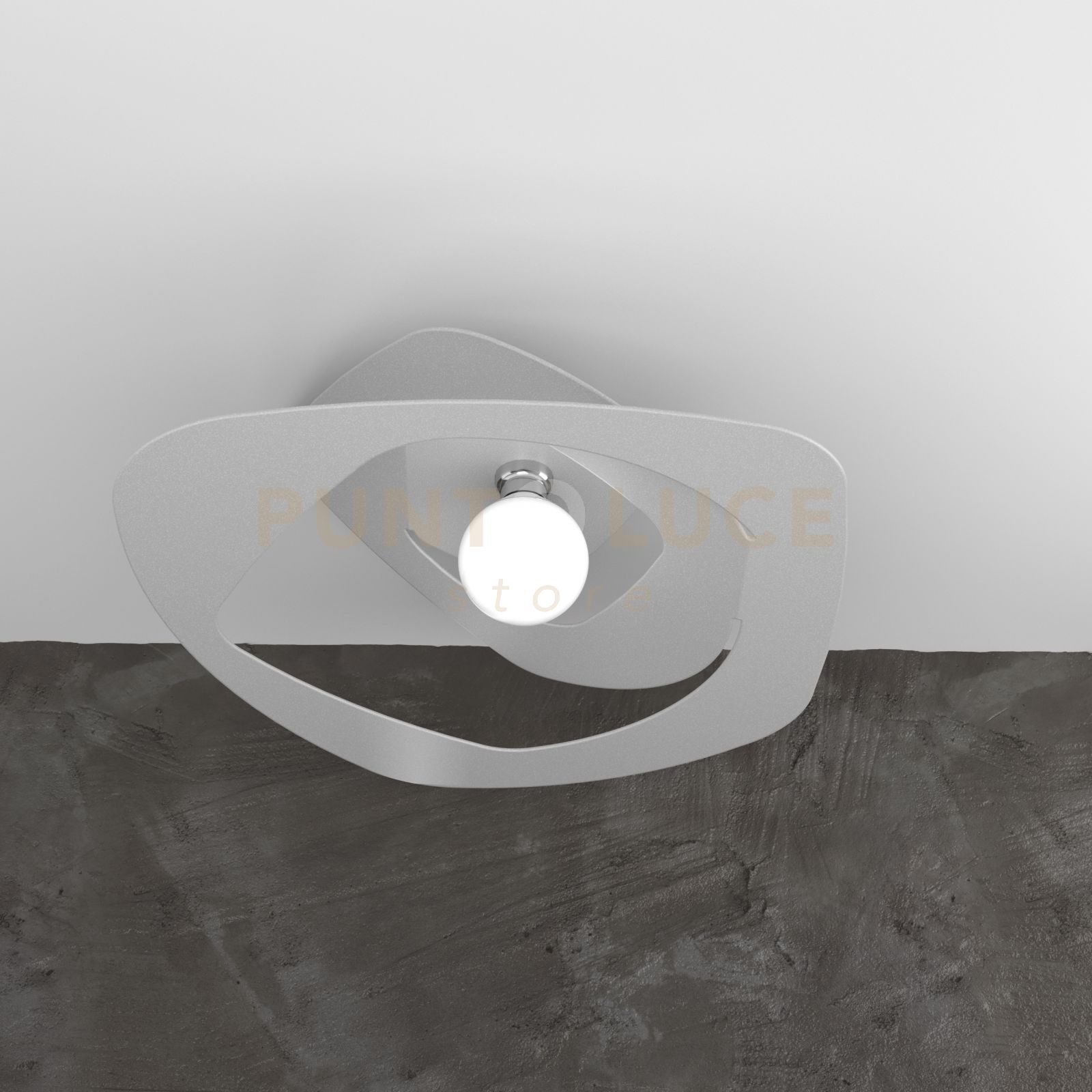foto del prodotto top light plafoniera moderna warped metallo grigio 1 luce e27 d.65cm