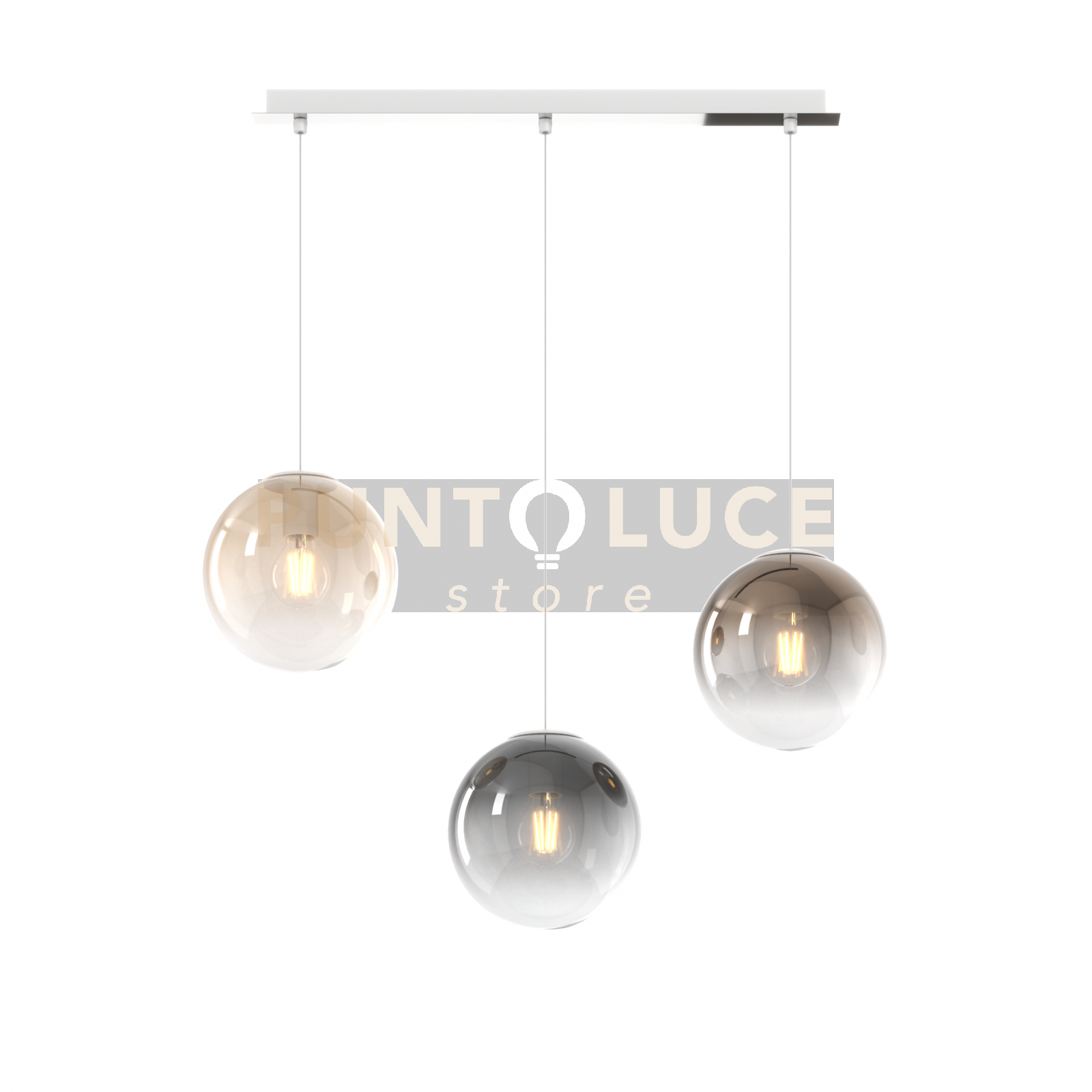 foto del prodotto top light sosp. cromo 3 luci rettangolare vetri piccoli 1 ambra 1 bronzo 1 fume 1194cr s3 rp mc