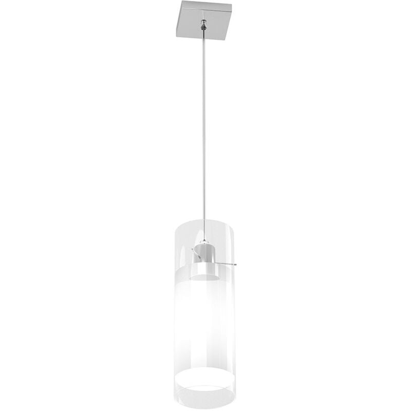 foto del prodotto top light sospensione contemporanea cilinder metallo cromo vetro satinato 1 luce e27