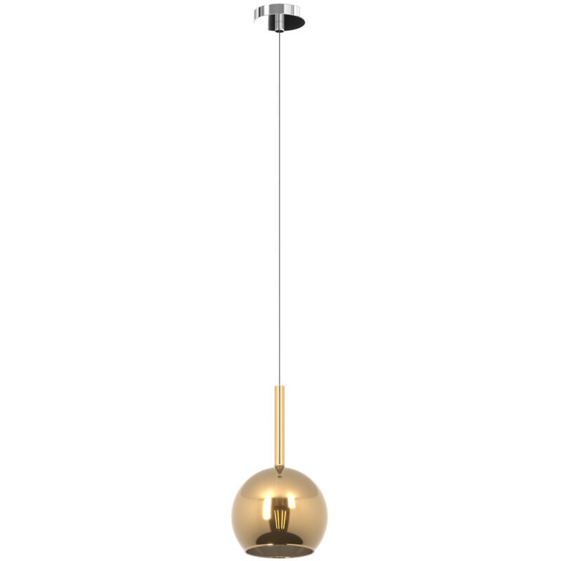 foto del prodotto top light sospensione contemporanea future metallo cromo vetro oro 1 luce e27 d.15cm