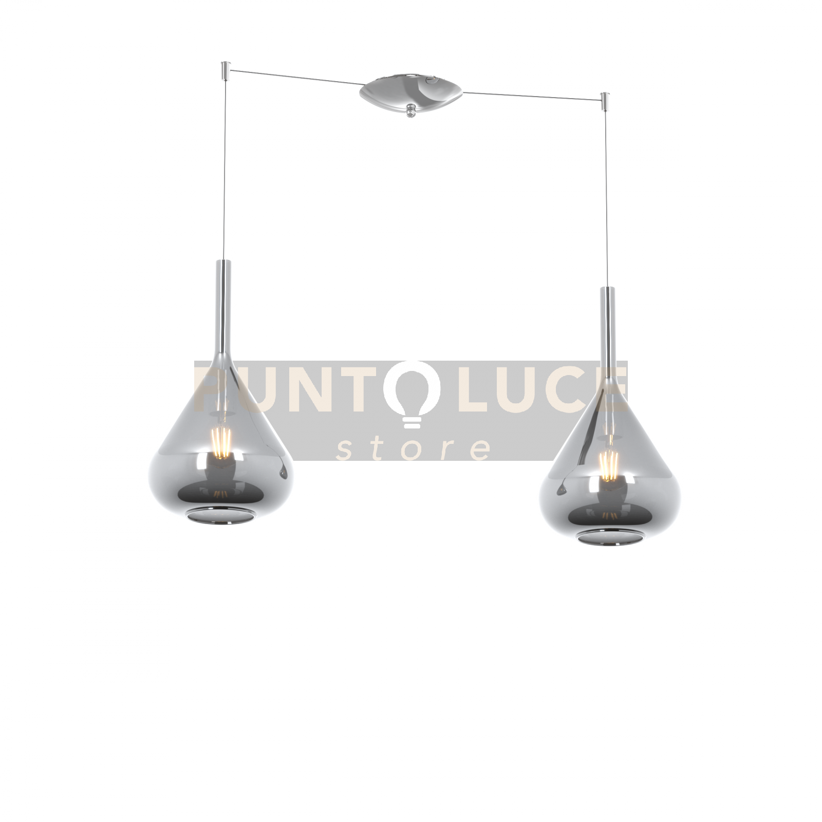 foto del prodotto top light sospensione contemporanea kona metallo cromo vetro fum 2 luci e27