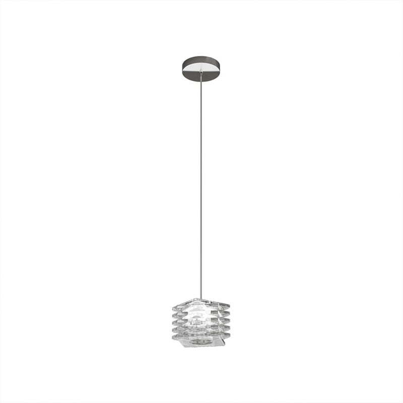 foto del prodotto top-light - sospensione contemporanea rubik metallo cromo diffusore cristallo 1 luce g9