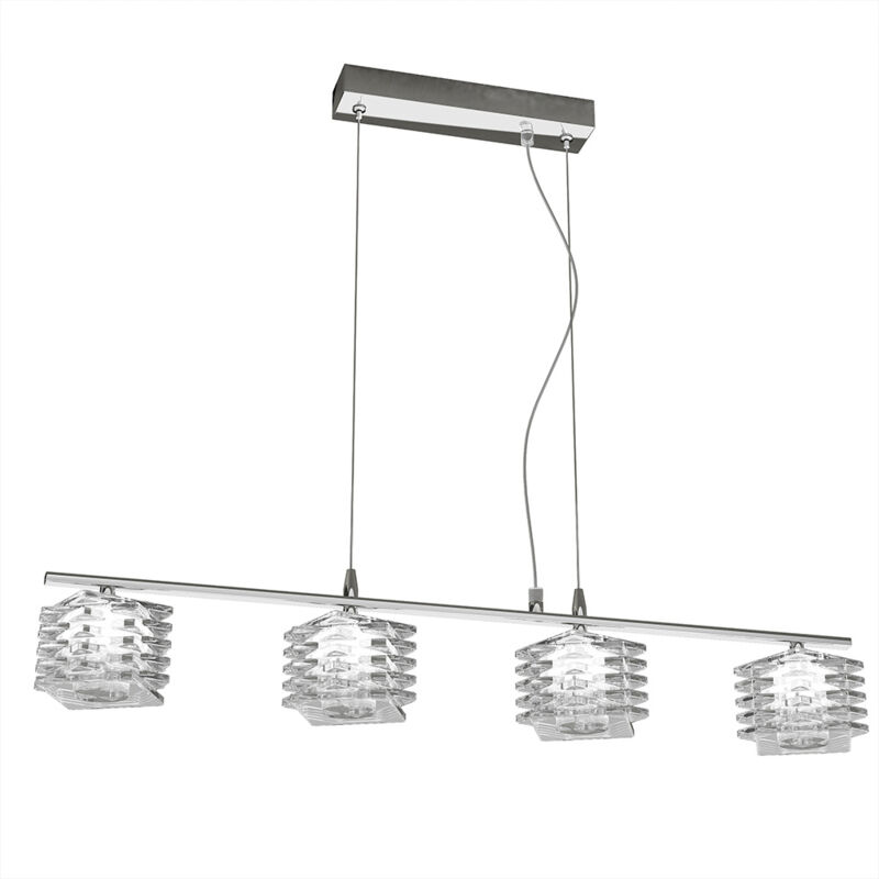 foto del prodotto top light sospensione contemporanea rubik metallo cromo diffusore cristallo 4 luci g9