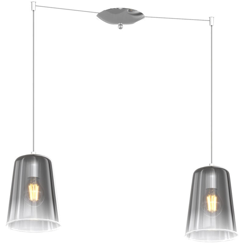 foto del prodotto top light sospensione contemporanea shaded metallo e vetro cromo 2 luci e27