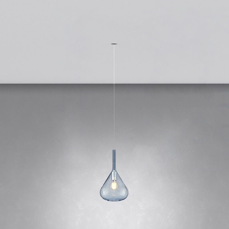 foto del prodotto top light sospensione incasso contemporanea kona metallo cromo vetro blu 1 luce e27