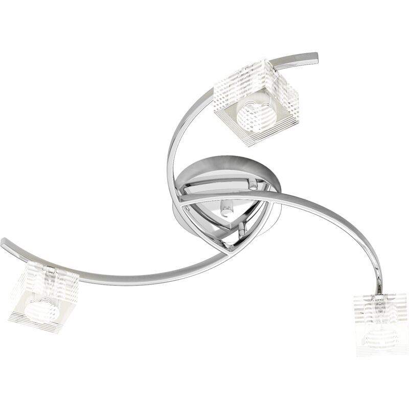 foto del prodotto top light toplight plafoniera da soffitto 3 luci metropolitan con attacco g9, struttura cromo e vetro lavorato, design moderno 50x50x12cm