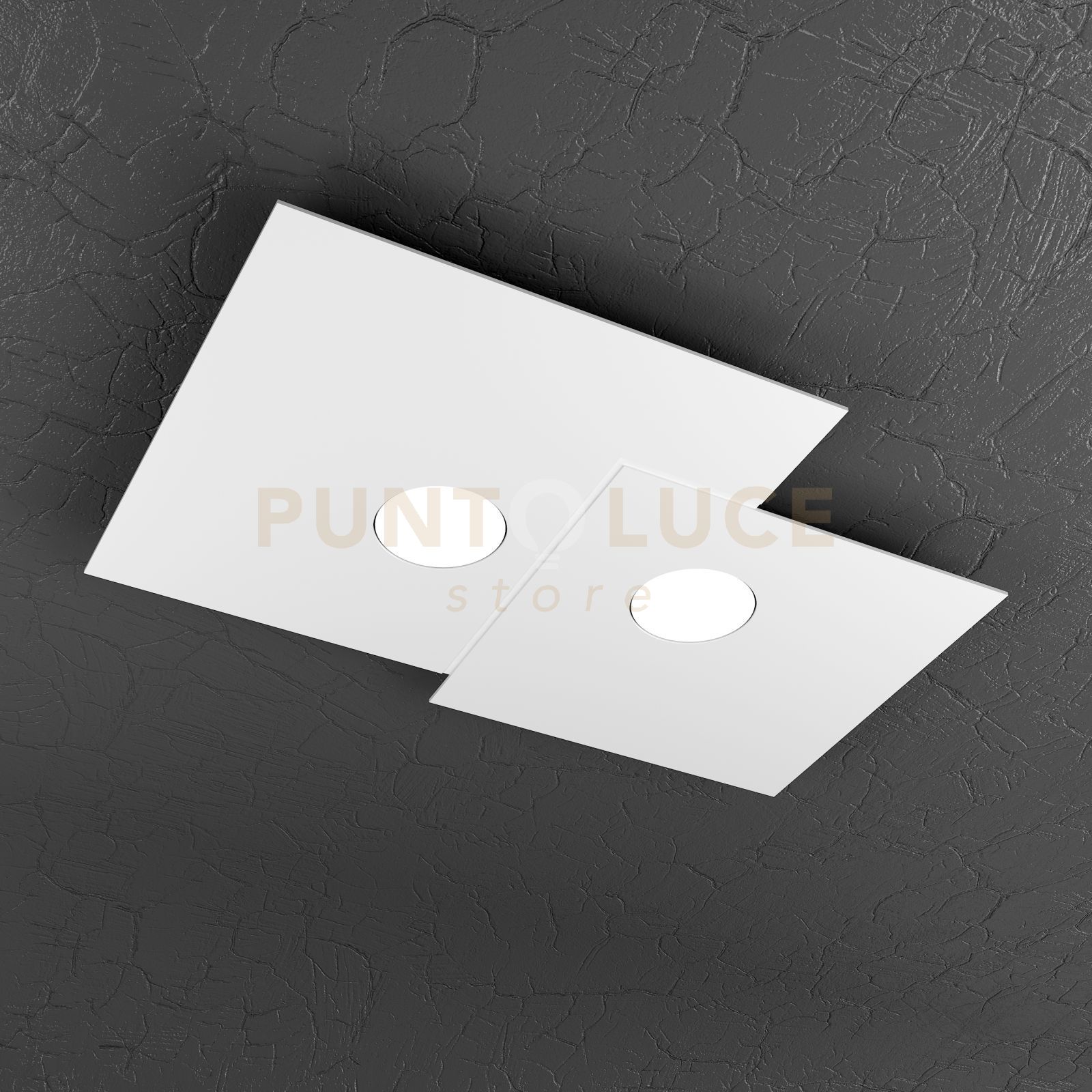 foto del prodotto top light toplight plafoniera da soffitto quadrata 2 luci plate con attacco gx53, struttura colore bianca, design moderno 50x35x3cm