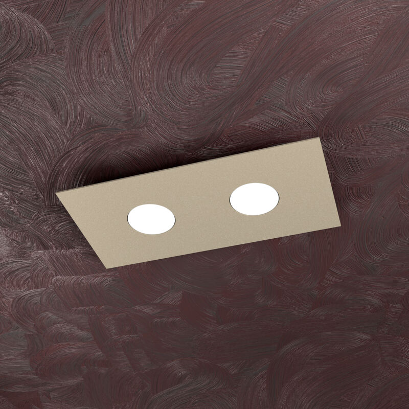 foto del prodotto top light toplight plafoniera da soffitto rettangolare 2 luci area con attacco gx53, struttura colore sabbia, design moderno 40x20x3cm