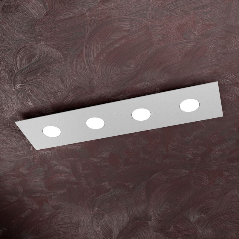 foto del prodotto top light toplight plafoniera da soffitto rettangolare 4 luci area con attacco gx53, struttura colore grigio, design moderno 80x20x3cm