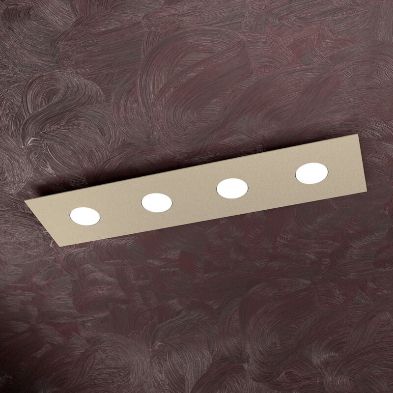 foto del prodotto top light toplight plafoniera da soffitto rettangolare 4 luci area con attacco gx53, struttura colore sabbia, design moderno 80x20x3cm