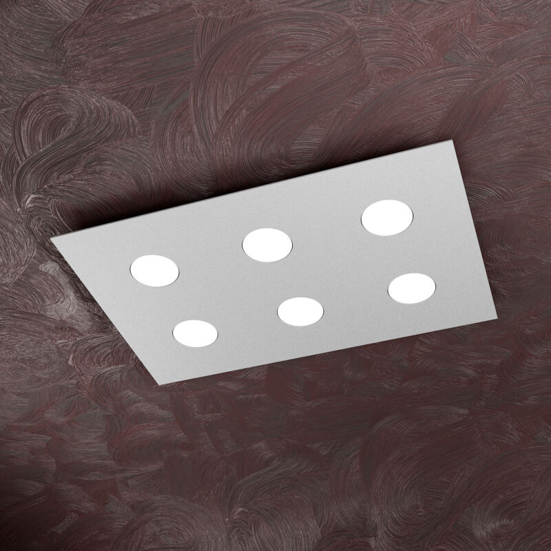 foto del prodotto top light toplight plafoniera da soffitto rettangolare 6 luci area con attacco gx53, struttura colore grigio, design moderno 60x40x3cm