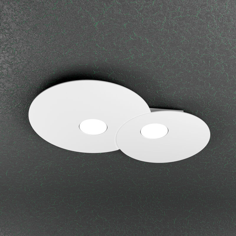 foto del prodotto top light toplight plafoniera da soffitto rotonda 2 luci cloud con attacco gx53, struttura colore bianca, design moderno 50x35x3cm