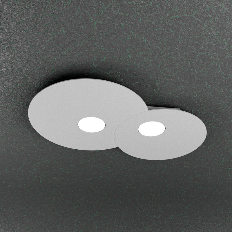 foto del prodotto top light toplight plafoniera da soffitto rotonda 2 luci cloud con attacco gx53, struttura colore grigia, design moderno 50x35x3cm