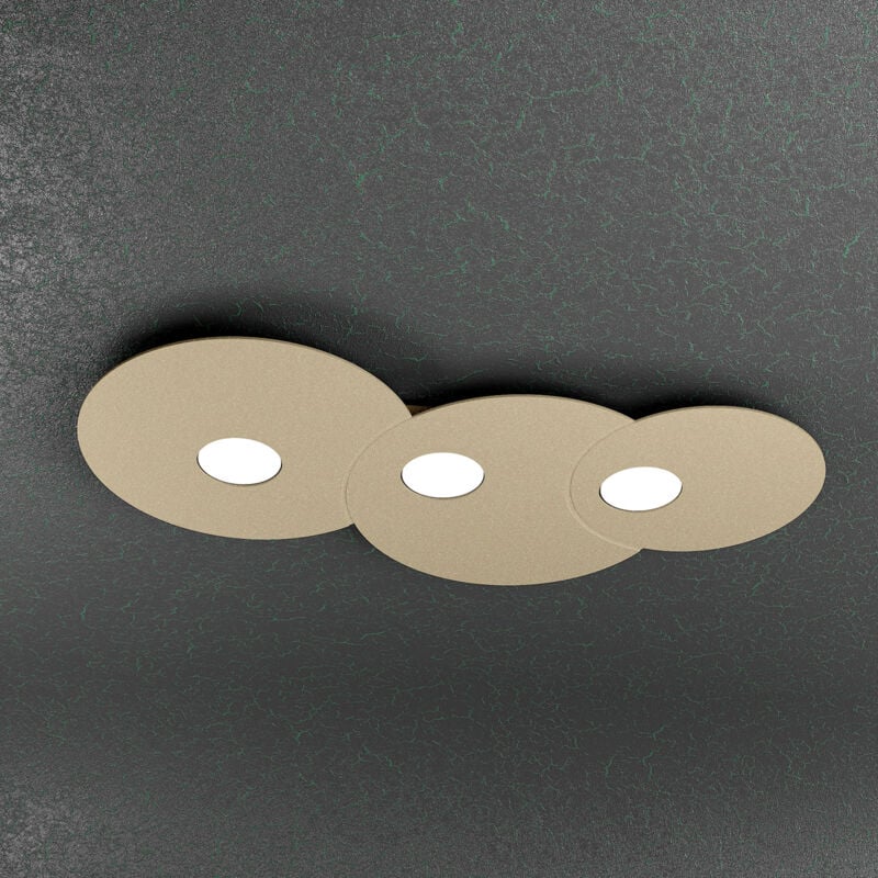foto del prodotto top light toplight plafoniera da soffitto rotonda 3 luci cloud con attacco gx53, struttura colore sabbia, design moderno 67x36x3cm
