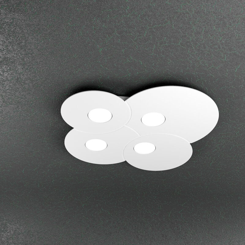 foto del prodotto top light toplight plafoniera da soffitto rotonda 4 luci cloud con attacco gx53, struttura colore bianco, design moderno 86x37x3cm
