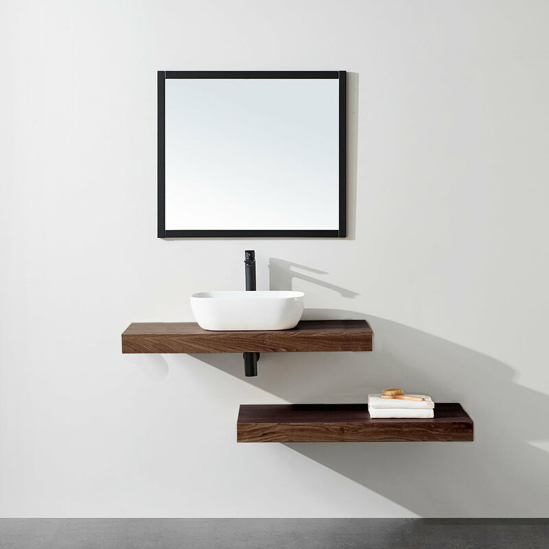 foto del prodotto top per lavabo da appoggio top noce 100 x 46 cm