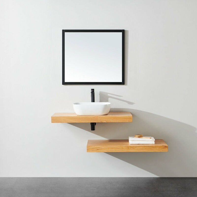 foto del prodotto top per lavabo da appoggio top rovere chiaro 100 x 46 cm
