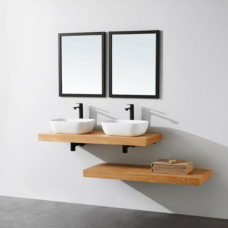 foto del prodotto top per lavabo da appoggio top rovere chiaro 120 x 46 cm