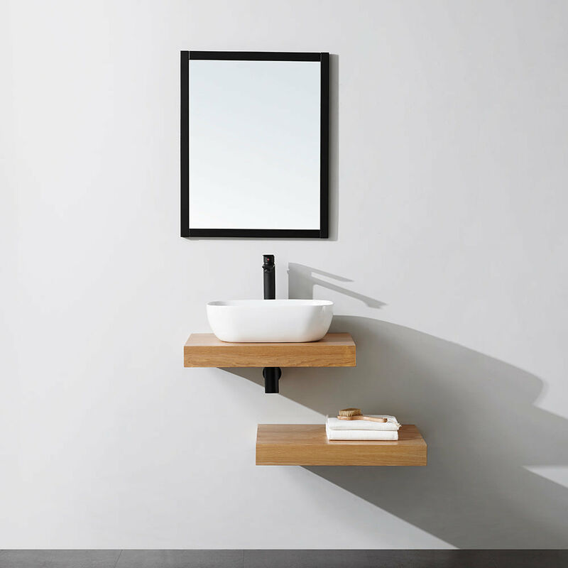foto del prodotto top per lavabo da appoggio top rovere chiaro 60 x 46 cm