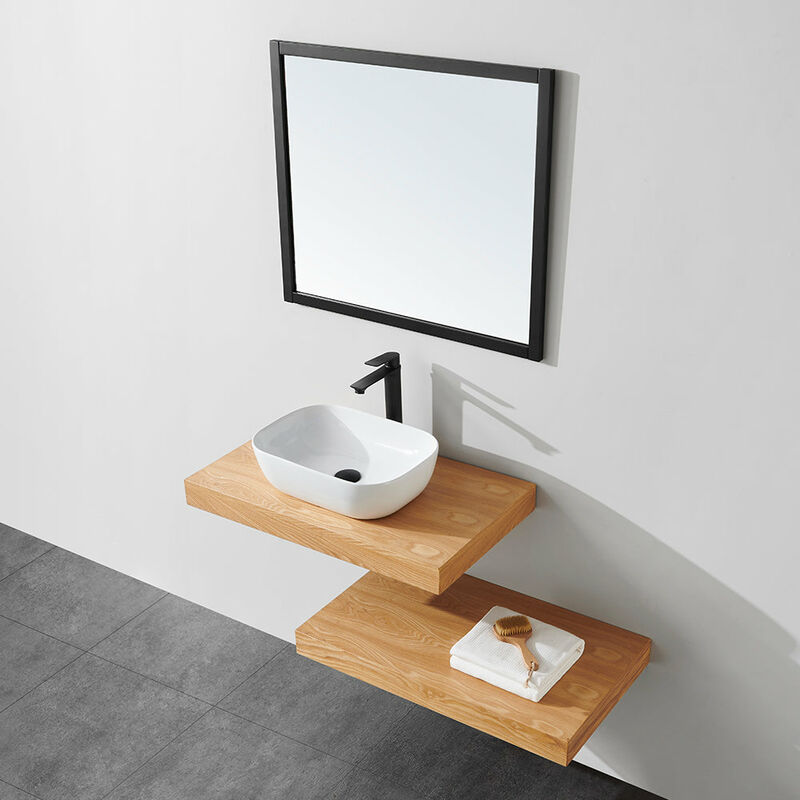 foto del prodotto top per lavabo da appoggio top rovere chiaro 80 x 46 cm