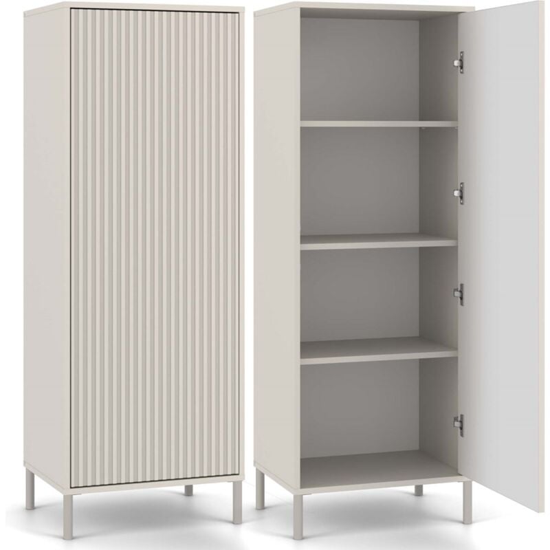 foto del prodotto topeshop kamaro armadio moderno 3 ripiani 147,5x53,5x40 cm mobile contenitore beige cachemire