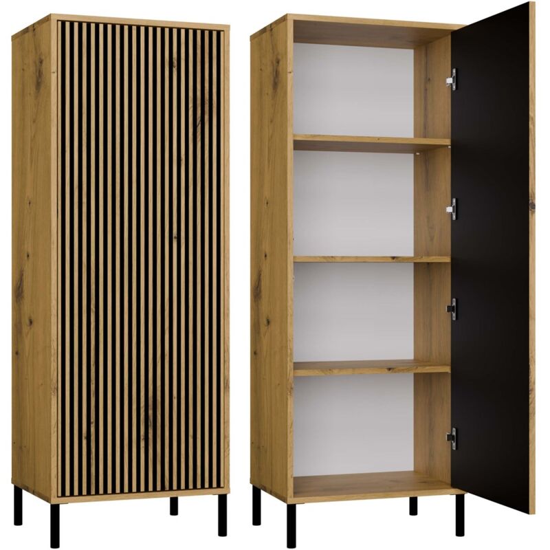 foto del prodotto topeshop kamaro armadio moderno 3 ripiani 147,5x53,5x40 cm mobile contenitore rovere artigianale