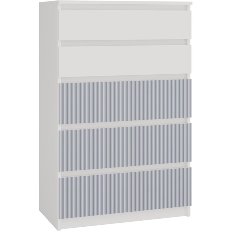 foto del prodotto topeshop milano cassettiera moderna a 5 cassetti 70x40x109.5 cm mobile contenitore per bambini panca e blu