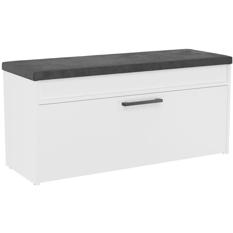 foto del prodotto topeshop scarpiera parma bianca con seduta e contenitore per casa e ufficio