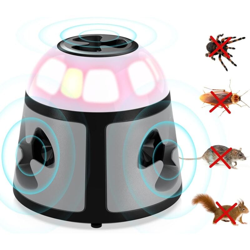 foto del prodotto topi e ratti ad ultrasuoni mouse ad ultrasuoni a 360 con luce led, spina per mouse e repellente per roditori