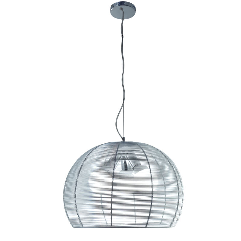 foto del prodotto toplight lampadario a sospensione basket moderno d.40 cm 60w in metallo cromato con diffusore in alluminio attacco e27x3