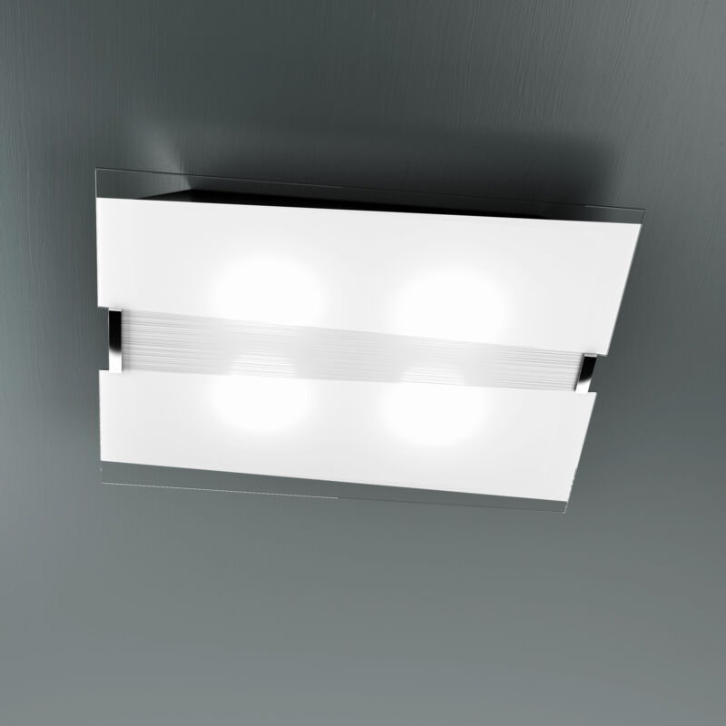 foto del prodotto toplight plafoniera da soffitto 4 luci mad con attacco e27, struttura cromo e bianca, design moderno 70x50x10cm