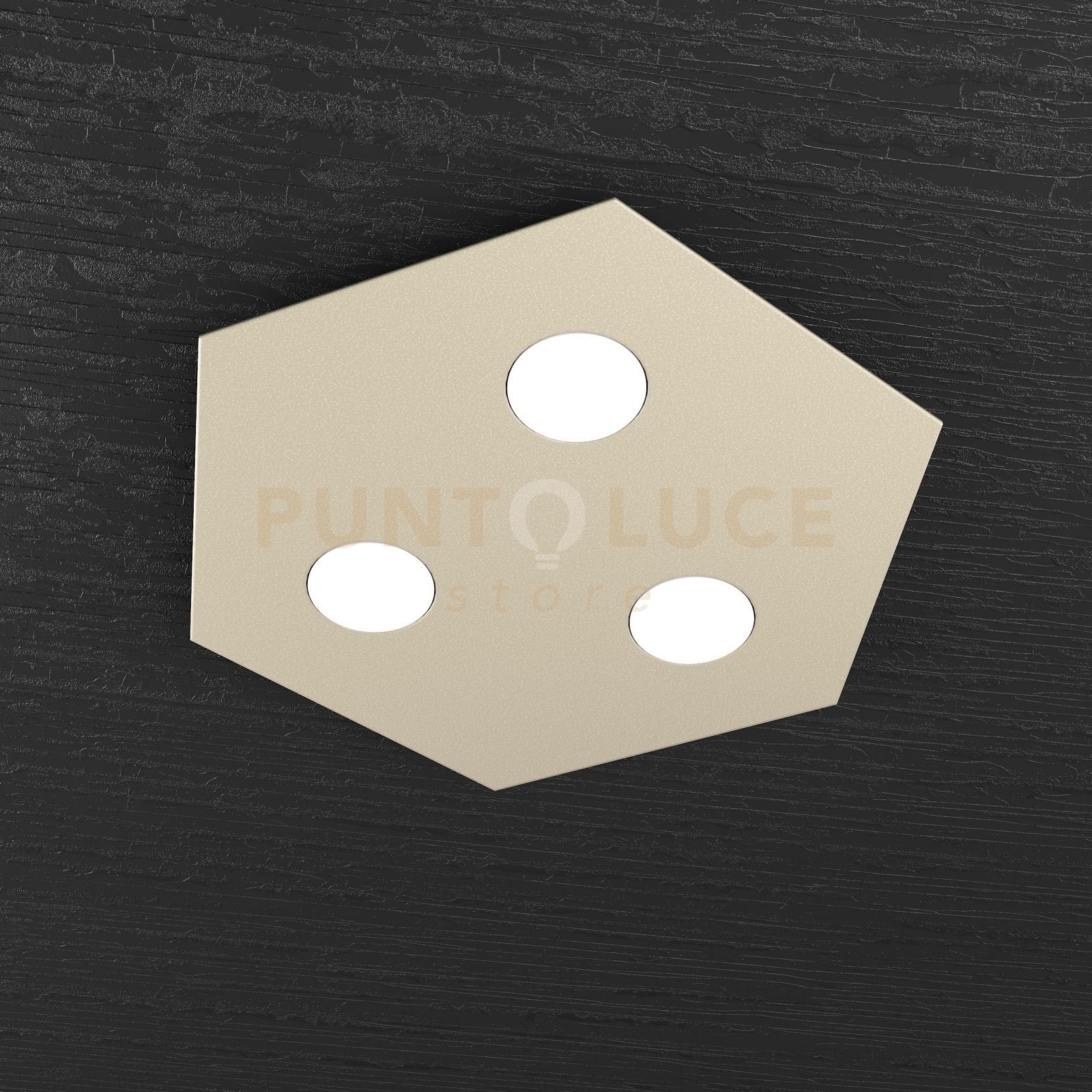 foto del prodotto toplight plafoniera da soffitto esagonale hexagon 3 luci max 9w con attacco gx53, struttura colore sabbia, design moderno 40x46x3cm