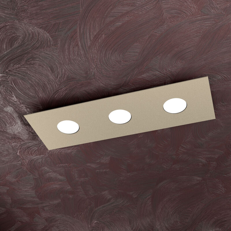 foto del prodotto toplight plafoniera da soffitto rettangolare 3 luci area con attacco gx53, struttura colore sabbia, design moderno 60x20x3cm