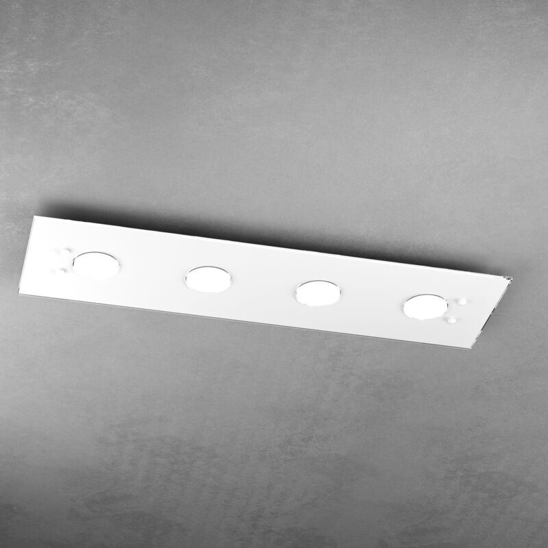foto del prodotto toplight plafoniera da soffitto rettangolare 4 luci path con attacco gx53, struttura colore bianco, design moderno 80x20x3cm