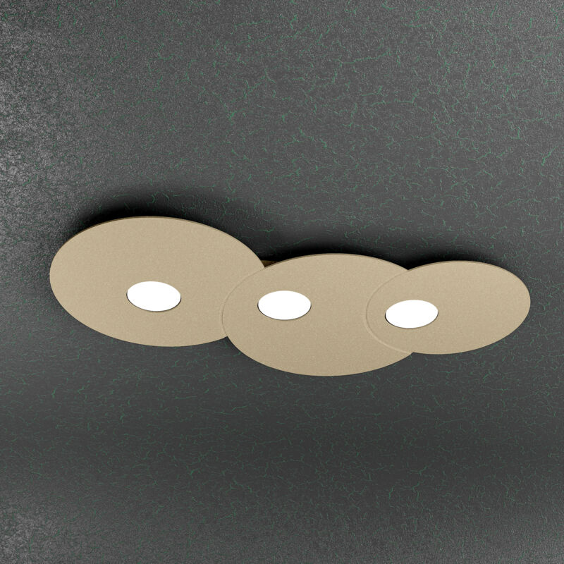 foto del prodotto toplight plafoniera da soffitto rotonda 3 luci cloud con attacco gx53, struttura colore sabbia, design moderno 67x36x3cm