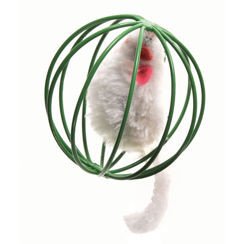 foto del prodotto topo grigio in palla verde gioco per gatti