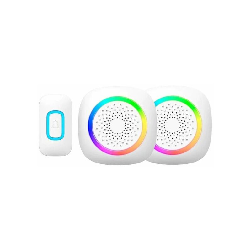 foto del prodotto topolenashop 2 campanelli senza fili wireless 2 ricevitori luce rgb 60 melodie rl 2r3995