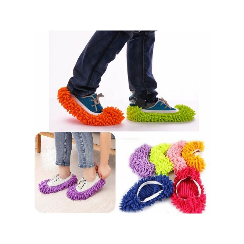 foto del prodotto topolenashop 2 pantofole mop pulisci casa pavimento in microfibra copriscarpa cattura polvere
