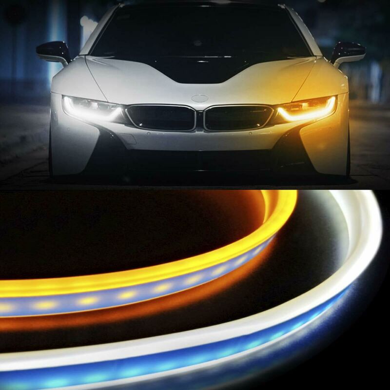 foto del prodotto topolenashop 2pz strisce led auto luci diurne drl frecce sequenziali flessibili 60cm