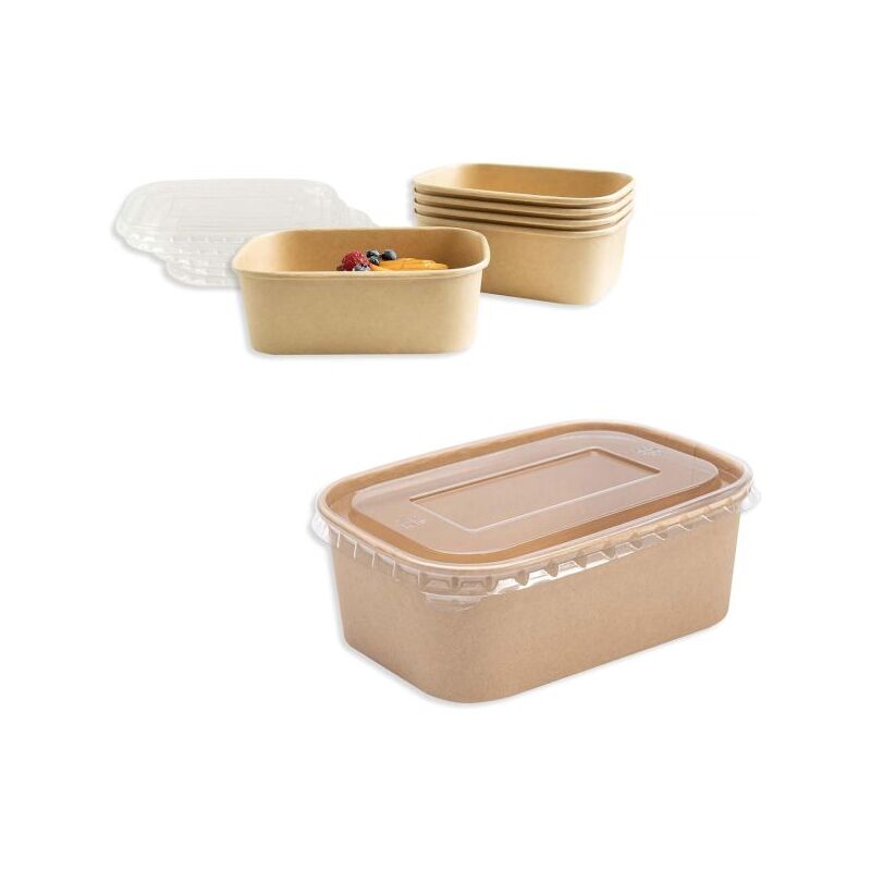 foto del prodotto topolenashop 4 ciotole 750ml bio per cibo caldo e freddo in cartone con coperchio quadrato