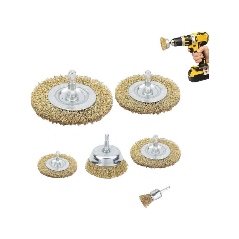 foto del prodotto topolenashop 6 spazzole metalliche per trapano spazzola di ferro a tazza per ruggine art.591005