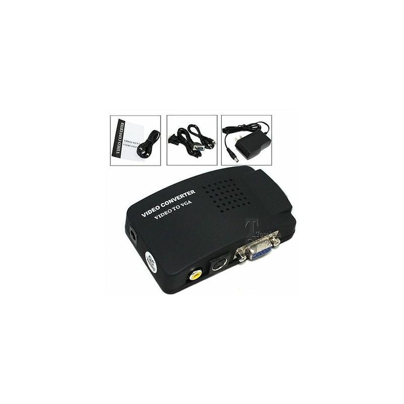 foto del prodotto topolenashop adattatore convertitore video da vga rca s video in vga out nero