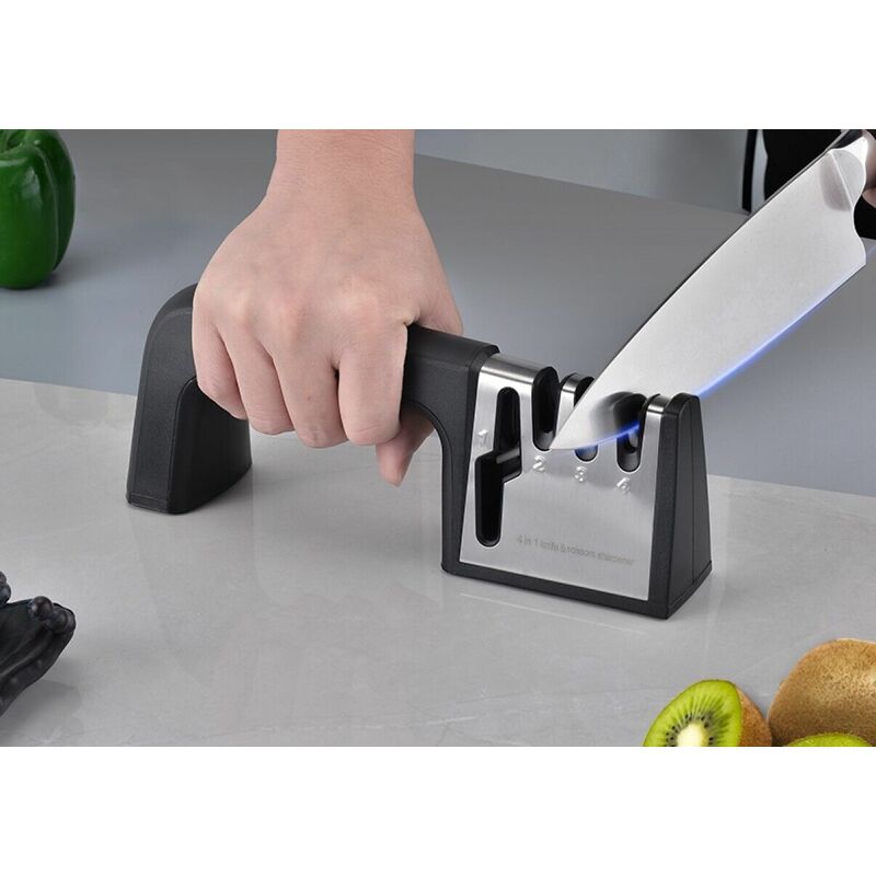 foto del prodotto topolenashop - affila coltelli manuale affilatore 4 in 1 4 lame affilacoltelli forbici 13004