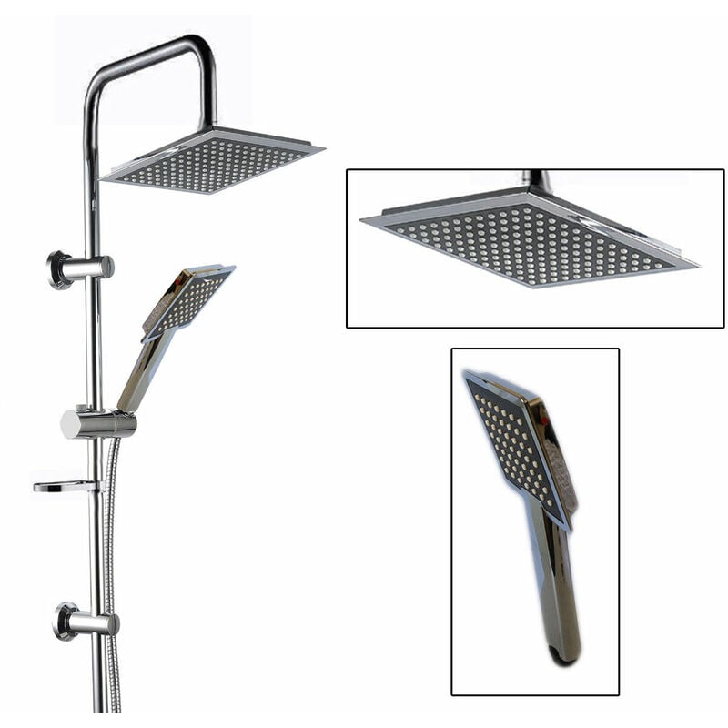 foto del prodotto topolenashop asta saliscendi cromata colonna doccia soffione fisso doccetta saliscendi 9005v2