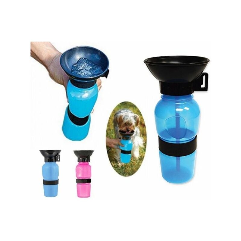 foto del prodotto topolenashop bottiglia dispenser acqua 400 ml cane cani gatto gatti con ciotola da viaggio